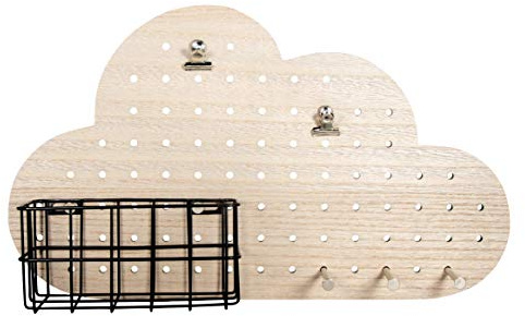 Rayher 63061000 Pin & Peg Komplett-Set Wolke, 40 x 23,5 cm, inklusiv Zubehör, Ordnungssystem, Lochwand, Lochplatte, Ordnungswand mit Drahtkorb, Aufhängern, Clips