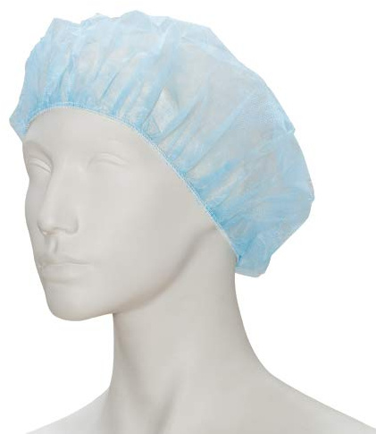 100 Stück Baretthauben aus PP-Vlies, 52 cm, im Polybeutel, (Schwesternhauben Kopfhauben Hygiene Vlieshauben Einmalhauben Baretthauben) - Marke: BICAP (53 cm, Blau)