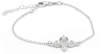 TALISMAN JEWELLERY Bracelet en Argent Sterling 925 et Oxyde de Zirconium - Fleur de Lys (15 MM de pièce / 15 CM de chaîne + 4 CM d'extension)