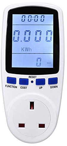 UK Plug Digital LCD Energy Watt Meter Wattmeter Wattage Electricity Power Monitor Meter Measuring Electricity Analyzer Monitor