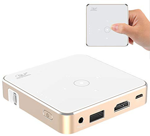 0℃ Outdoor Portátil DLP Ultra Mini Proyector Inteligente de Alta Definición y Pantalla Grande, Diseño Mini y Práctico, Mini Proyector Portátil, Proyector de Bolsillo Dip, Compatibilidad Contemporánea