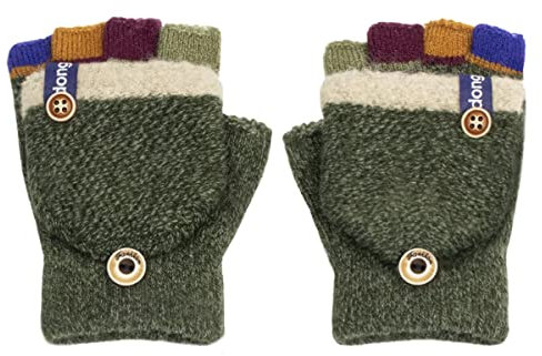 Aohhy Fingerhandschuh Herbst und Winter Kleinkind Warme Handschuhe Fünf Finger Fäustlinge verdicken Patchwork Unisex Fahrradhandschuhe Winterhandschuhe 2-4 Jahre alt, grün