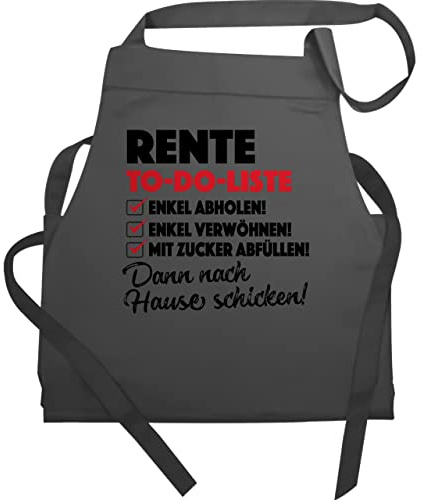 Schürze Geschenk - Rentner - Erwachsene - Rente To Do-Liste - 60x87 - Anthrazit - renteneintritt männer retirement - kochschürze zum ruhestand opa küchenschürze pension do schürzen pensionär