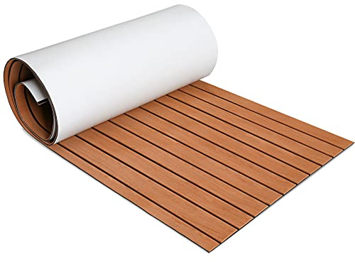 Jopassy Bodenbelag für Boot, Eva Schaum Boot, 240 * 60CM Schiffsdeckmatte Selbstklebend, Deck Teppich Bodenmatte Yachtmatte, rutschfeste Matte für Yacht Wohnmobile Yachtboden-Braun