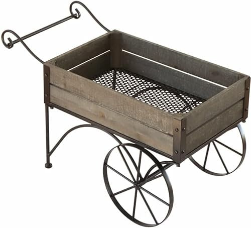 Chaks 12702, carriola vintage molto grande in legno e metallo con 2 ruote, 63 cm