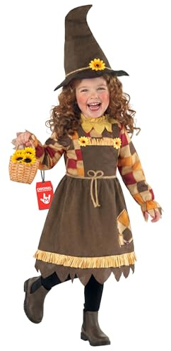 Morph Sunflower Scarecrow Costume for Girls, Toddler Outfit With Hat, Baby Girl Dress, Small