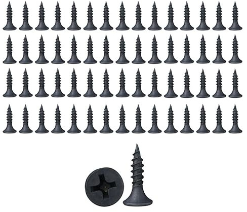 Aoktorkit 50 Pcs Black Self Tapping Screws, M4 x 10mm Multi Purpose Screws, Zinc Plating 304 Stainless Steel, Phillips Flathead Screws for Wood, Drywall and Furniture
