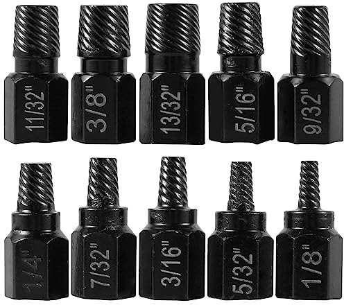 10Pcs Damaged Screw Extractor Kit Alloy Steel Stripped Screw Remover Set Easy Out Drill Bits Broken Bolt Stud Remover Multi-Spline for Bolt Stud Pipe
