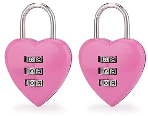 2 lucchetti a combinazione a forma di cuore rosa per ragazze e donne, mini password a 3 cifre ripristinabile codice Locker Lock per scuola serrature a combinazione rosa