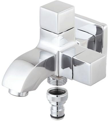 Grifo de pared de doble salida de latón cromado y cobre para baño, escobilla, grifo para lavadora, grifo de jardín exterior