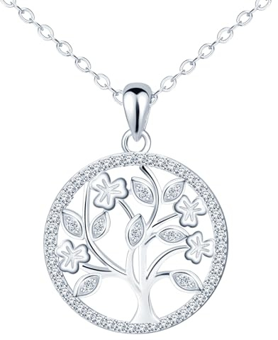 feilok Arbre de vie trèfle zircone pendentif collier femmes collier argent 925 sterling