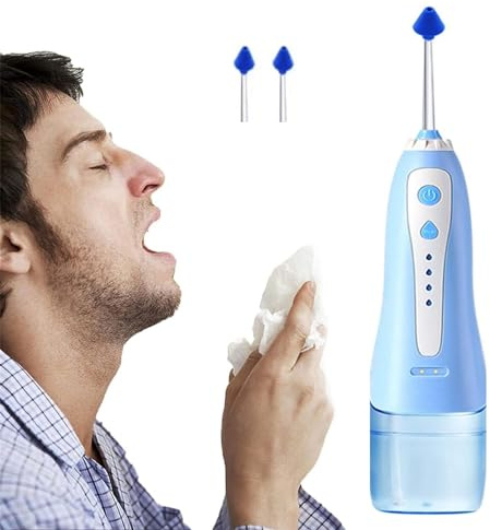 Lavado Nasal Botella, Limpiador de Nariz Eléctrico Portátil, Sistema Inalámbrico Pulsante de Irrigación Nasal, Enjuague Nasal para Alivio de Sinusitis y Alergias en Niños y Adultos
