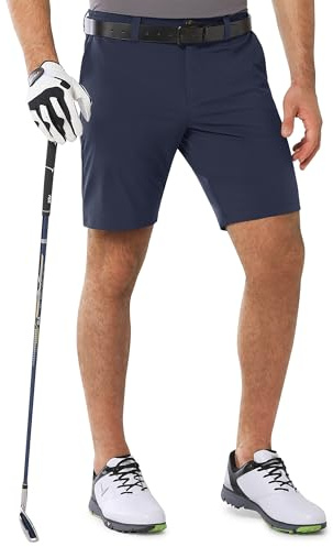 Outdoor Ventures Herr golfshorts UPF 50 stretch 25 cm Bermudashorts lätta snabbtorkande korta byxor med 3 tehållare och fickor för golf, Marinblå, 34