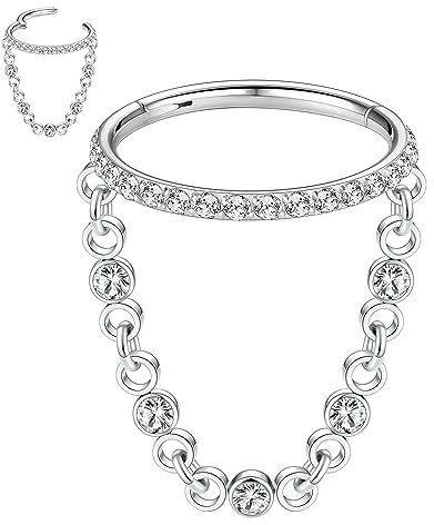 Nasenring Septum Piercing Schmuck 16G - Chirurgenstahl Nahtloser Clicker Ring - Dangly Nose Hoop Ring - Daith Helix Rook Tragus Conch Earrings