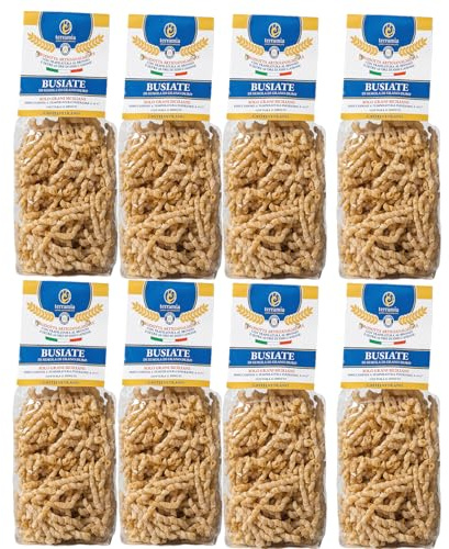 Terramia Busiate di Grano Duro Siciliano – Pasta Artigianale Trafilata al Bronzo, Lenta Essiccazione a Bassa Temperatura, Formato Maxi Scorta Famiglia 4kg (8 Buste x 500g)