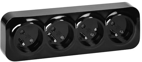 Miratic Bloc Prise Murale 4 x 2P+T 16A / 230VAC IP20 Version Francaise Prise en Saillie pour Montage Mural en Interieur Prises électriques Standard Murales avec Finition Brillante