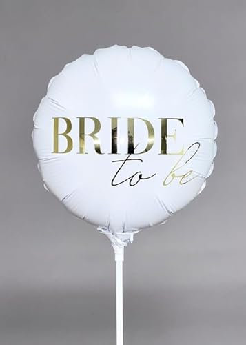 White and Gold Bride To Be Inflated Hen Party Mini Air Filled Balloon on Stick