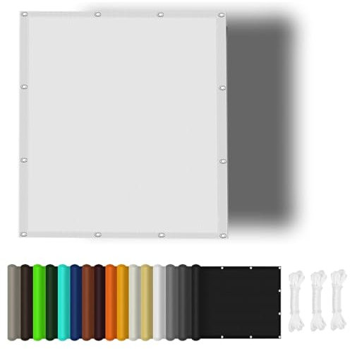 Voile d'ombrage Imperméable 3.6 x 3.6 m Polyester Résistant Aux Déchirures Bâche Dombrages,Voiles Solaire pour Extérieur Jardin, Blanc