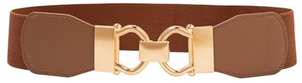 XZQTIVE Frauen Breite elastische Gürtel für Kleider Retro Stretch Taille Gürtel mit einfachen goldenen Schnalle