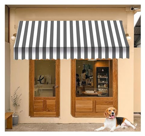 Manual Retractable Outdoor Patio Awning - Adjustable Pergola Sun Shade Cover with UV Protection for Window, Door, Porch, Deck - Small Wall Mount Canopy in Coffee Beige (80 * 200cm)