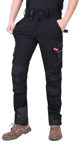 WORK IDEA Pantalon de Travail Homme Slim-Fit Stretch : Zones critiques renforcées en Cordura — élégance Robuste pour Divers Besoins Professionnels.