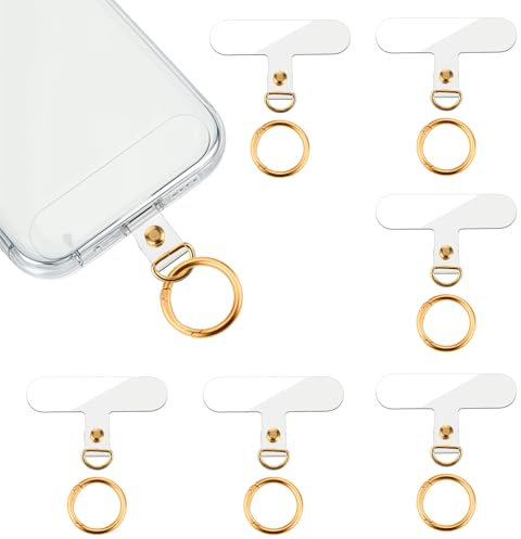 Yolev 6 Stück Handy Lanyard Patch Handy Kette Halterung mit Metall-Federringen Edelstahl Handyanhänger Handykette Universal Pads für Meisten Smartphones