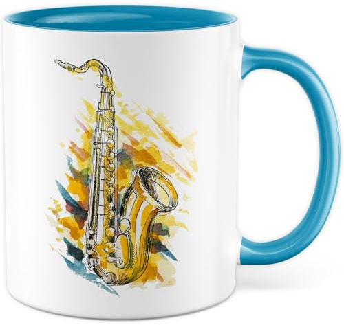Tasse Saxophon Geschenk, Saxophon Design, Kaffeetasse Hobby Musiker Instrument Holzbläser Band Bandmitglied, Geschenkidee Kaffee-Becher Saxophonliebhaber