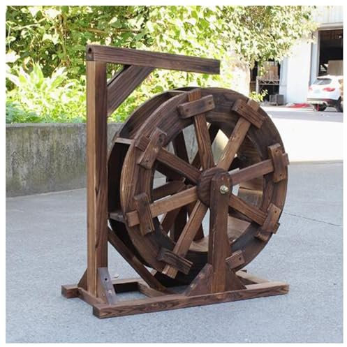 Wasserradbrunnen Mit Ständer,Holz-Wasserrad-Teichbrunnen,Mikro-Landschaftsornamente,Wasserrad-Gartenzubehör,für Garten,Hinterhof,Teich(60cm/23.6inch)