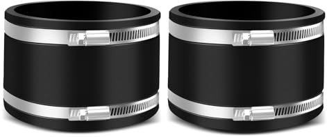2 x 100 mm flexible rubber sleeve rubber coupling with two stainless steel clamps, noise-reducing cuff, odourless, pipe connector for garden pond, sanitary, caravan and installations