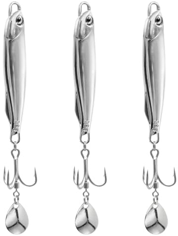 Aoyswuz 3 Pièces 30g Leurres de Pêche en Mer 3 Crochets Peche Kits Leurres, Alliage de Zinc Anti-Corrosion Leurre Peche Carnassier pour la Pêche en Eau Douce ou en Eau de Mer