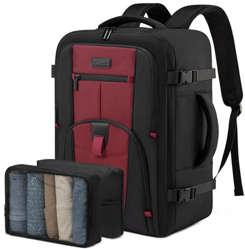 LOVEVOOK Handbagage reseryggsäck flygplan, svart-röd, L(45 x 32 x 20 cm), Avslappnad
