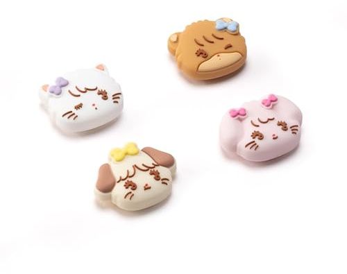 GeekShare 4PCS Switch Thumb Grip Caps,Kawaii Thumbstick Caps,Soft Silicone Joystick Cover Compatible with Switch/OLED/Lite - Mikko Sweet Thoughts