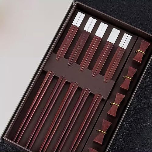 HADECOLL Bacchette riutilizzabili， Bacchette riutilizzabili， Bacchette monouso Bacchette riutilizzabili Bacchette 5 Paia di scatole Set Argento - Testa in Rame Argentato，