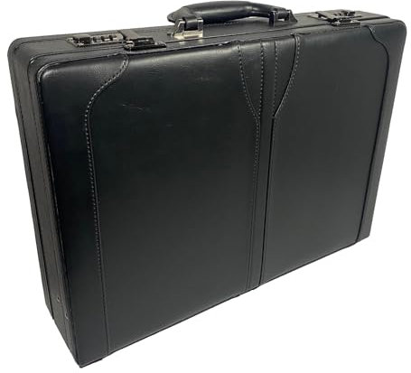 Aktenkoffer mit Zahlenschloss – Business-Aktentasche aus hochwertigem, lederähnlichem Material für Laptop und Dokumente – erweiterbar auf 13 cm, schwarz, 45,5 x 33 x 10–13 cm