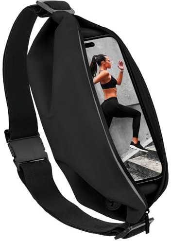 moex Lauftasche Jogging für Nubia Flip 5G Handytasche zum Joggen, Handy Laufgürtel, Bauchtasche Sport Laufgurt Fitness Running Belt, Sportgürtel Hüfttasche, 1 Fach, Schwarz