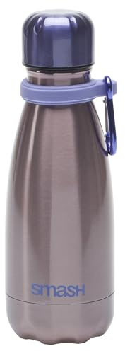 Smash Stainless Steel Single Wall 400ml Water Bottle with Carabiner, Pink/Purple
