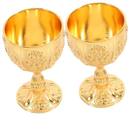 KOCKSHION 2 Gobelets à Vin Médiévaux en Alliage de Zinc, Couleur Or, Design Vintage Élégant, pour Occasions Spéciales et Fêtes