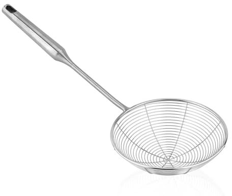 EXKURPOO Espumadera Cucharón Skimmer con colador de araña de Acero Inoxidable 304 for cocinar y freír, cucharas de Malla de Alambre con Mango Largo - Gadgets de Cocina(13 15 17 19cm)
