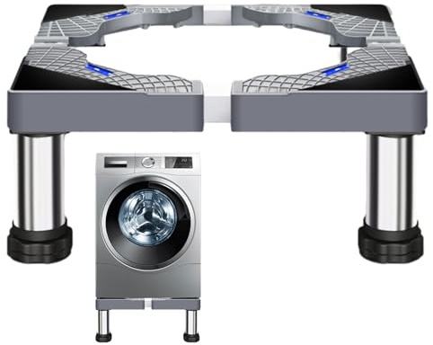 Verstellbarer Waschtrocknerständer, Mini-Kühlschrankständer - Universeller | Edelstahl-Waschmaschinensockel Mit Stabiler Basis Und Schallschutzfunktion | Erhöhung Für Waschmaschine, Trockner, Gefriersch