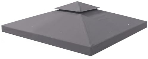 Outsunny Techo de Repuesto para Cenador 3x3 m Carpa Techo Doble Gris Oscuro | Cubierta de Repuesto, 8 Orificios de Drenaje, Protección UV, SOLO Toldo de Recambio para Pabellón Gazebo
