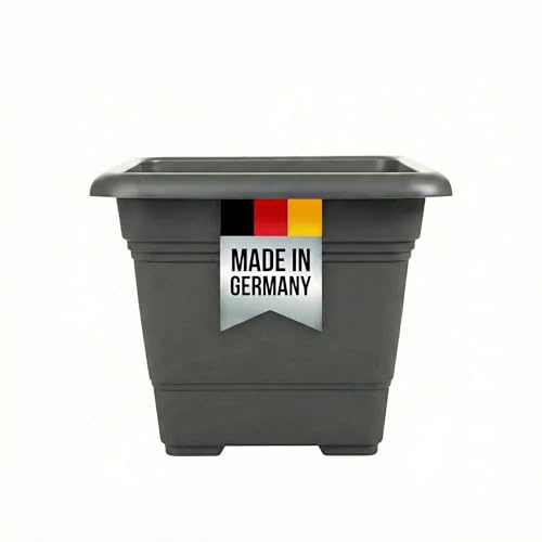 2friends Blumenkübel groß Außen 40x40 cm - Pflanzkübel anthrazit, Blumentopf eckig, stapelbar & stoßfest, 46L Volumen, frostsicher & UV-beständig, Premium PP-Kunststoff, Made in Germany