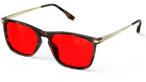 Goiteia - Gafas con bloqueo de luz azul 100% - Gafas de dormir rojas para bloquear completamente la luz azul y verde - Alivia la fatiga ocular y mejorar el sueño, Rojo nocturno – dormirse más rápido