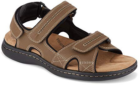 DOCKERS Mens Newpage Outdoor Sport Sandals for Men - Memory Foam Comfort & Adjustable Straps, Dark Tan, 11