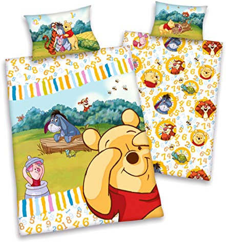 Herding Winnie the Pooh Flanell Bettwäsche 40x60cm + 100x135cm 100% Baumwolle, Biber