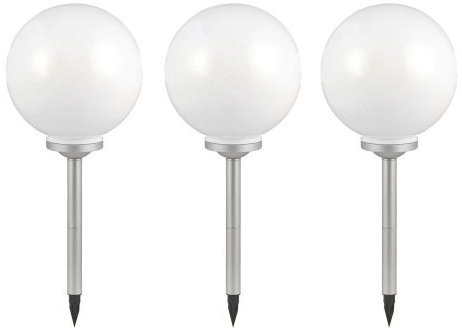 etc-shop 3er-Set LED Solar Außen Garten Leuchten Kugel Lampen Wiese Rasen Beleuchtung