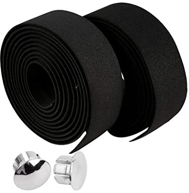 2 STÜCKE Fahrrad Lenkerband Wraps mit 2 Bar Stecker Radfahren Griff Wraps für Mountainbike Rennrad(Schwatz)