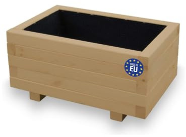 alfalux Hochbeet Blumenkasten aus Holz Pflanzkübel Garten Balkon Terrasse Eiche AB60KAN4030EI 60 x 40 x 30H cm mit 1 x Wasserablauf