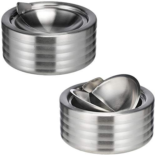 marion10020 Klapp-Aschenbecher Klappaschenbecher Ascher, Edelstahl, silberfarben, ca. 12 x 5,5 cm, 2er-Set
