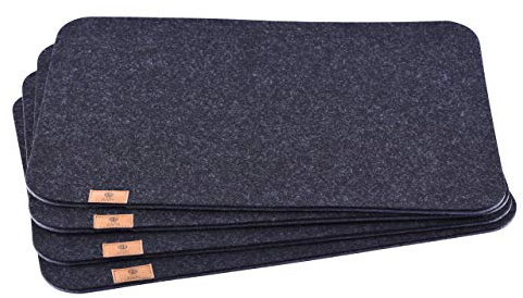 lana naturalis Exclusive Filz Platzset 4 STÜCK Tischset Platzmatten für Ihren Glastisch Holztisch Gartentisch (Villa-Dunkelgrau)