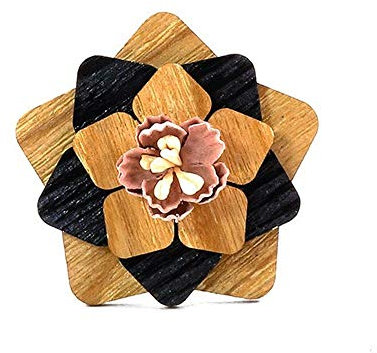 Uteruik Holzbrosche Anstecknadel Boutonniere Hochzeit Corsage für Männer Anzug Smoking Jacke 1 Stück (#D)